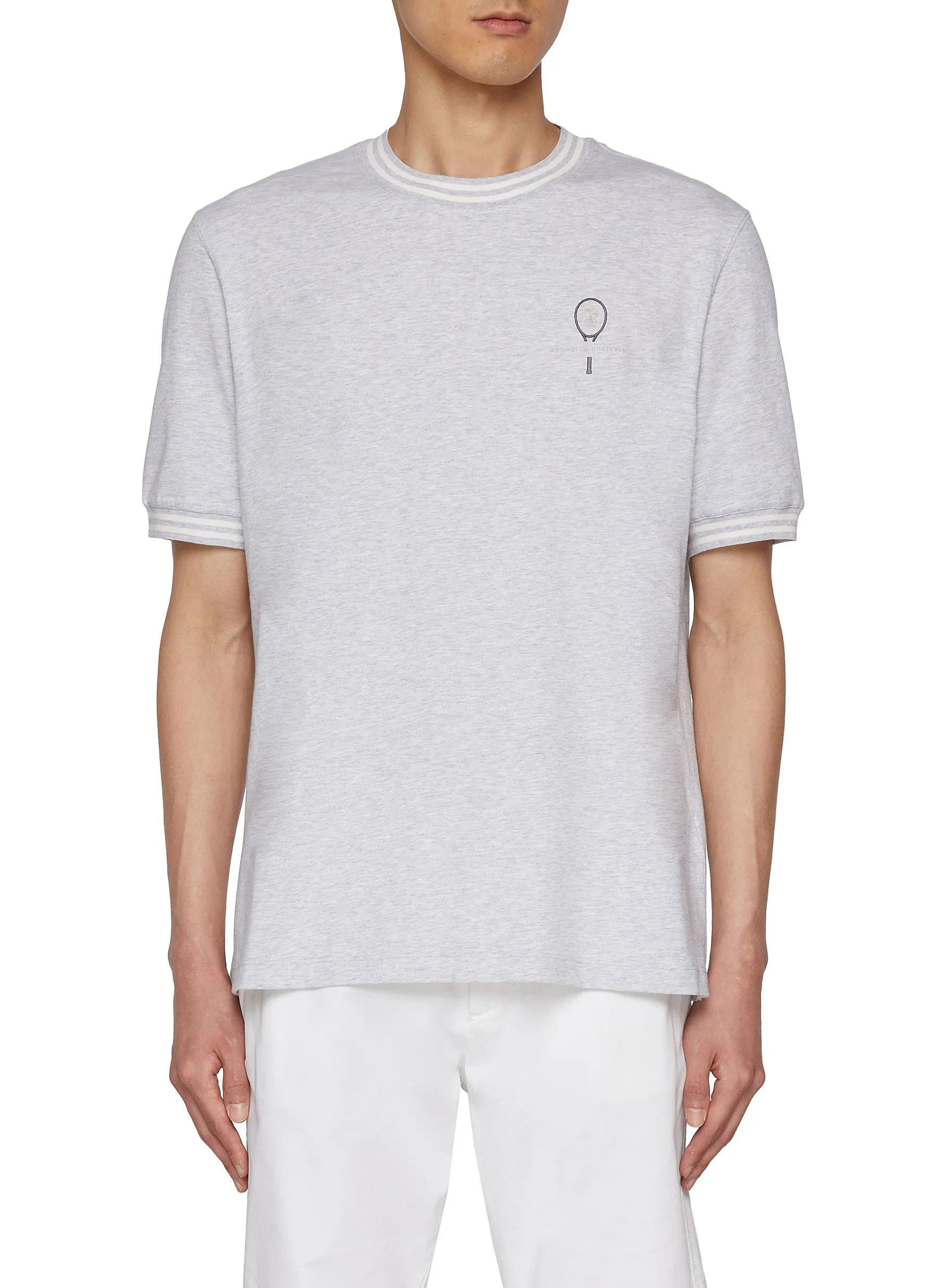 -----------BRUNELLO CUCINELLI  ---- ------------ ----Tennis Embroidered Cotton T-shirt --