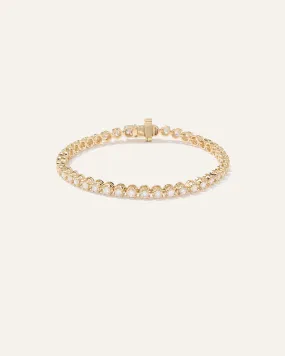 14k Gold Natural Diamond Crown Set Tennis Bracelet