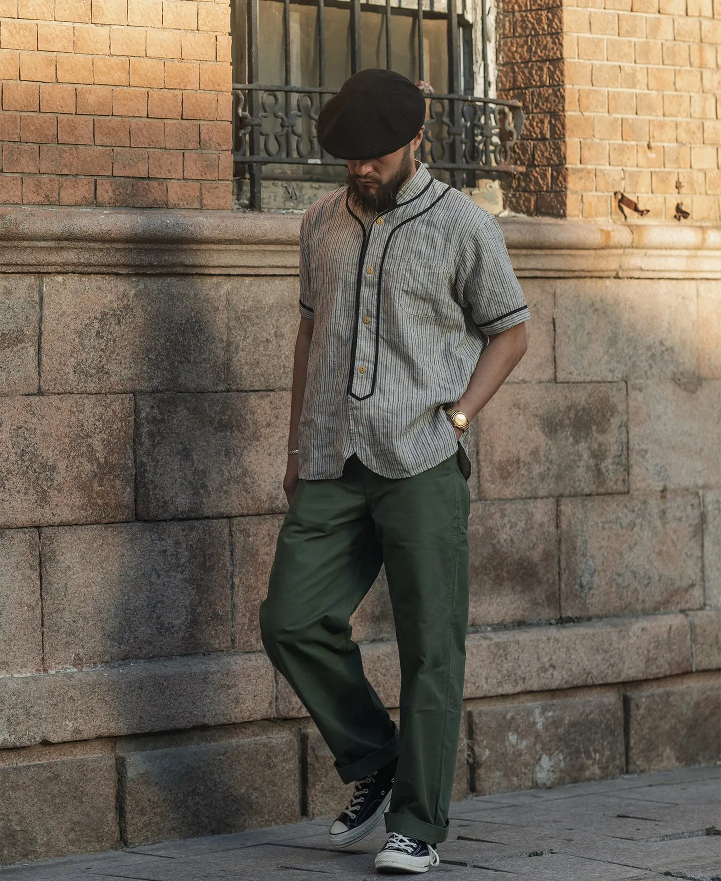 1930s Striped Linen Baseball Shirt