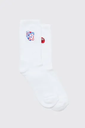 2 Pack American Football Embroidered Socks