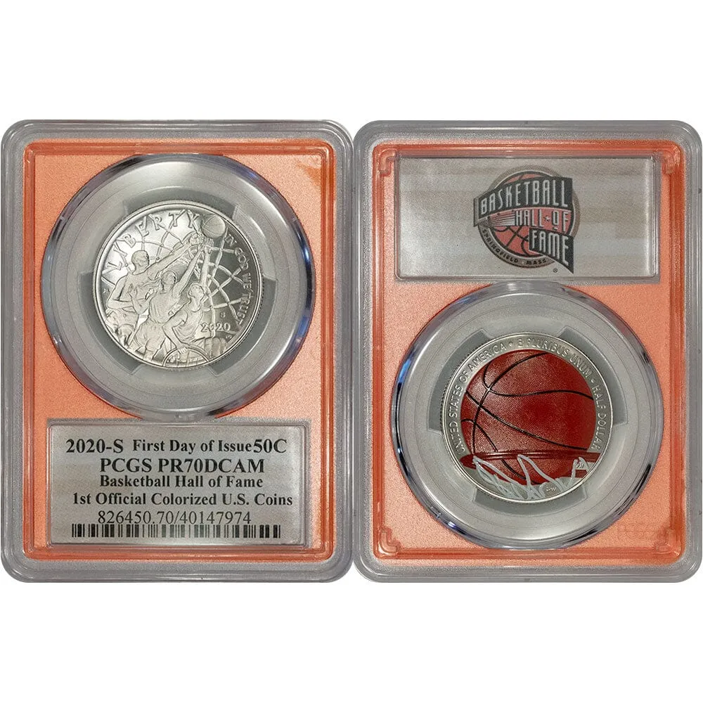 2020-S Basketball Hall of Fame Commemorative Half Dollar - PCGS PR 70 DCAM Basketball Orange