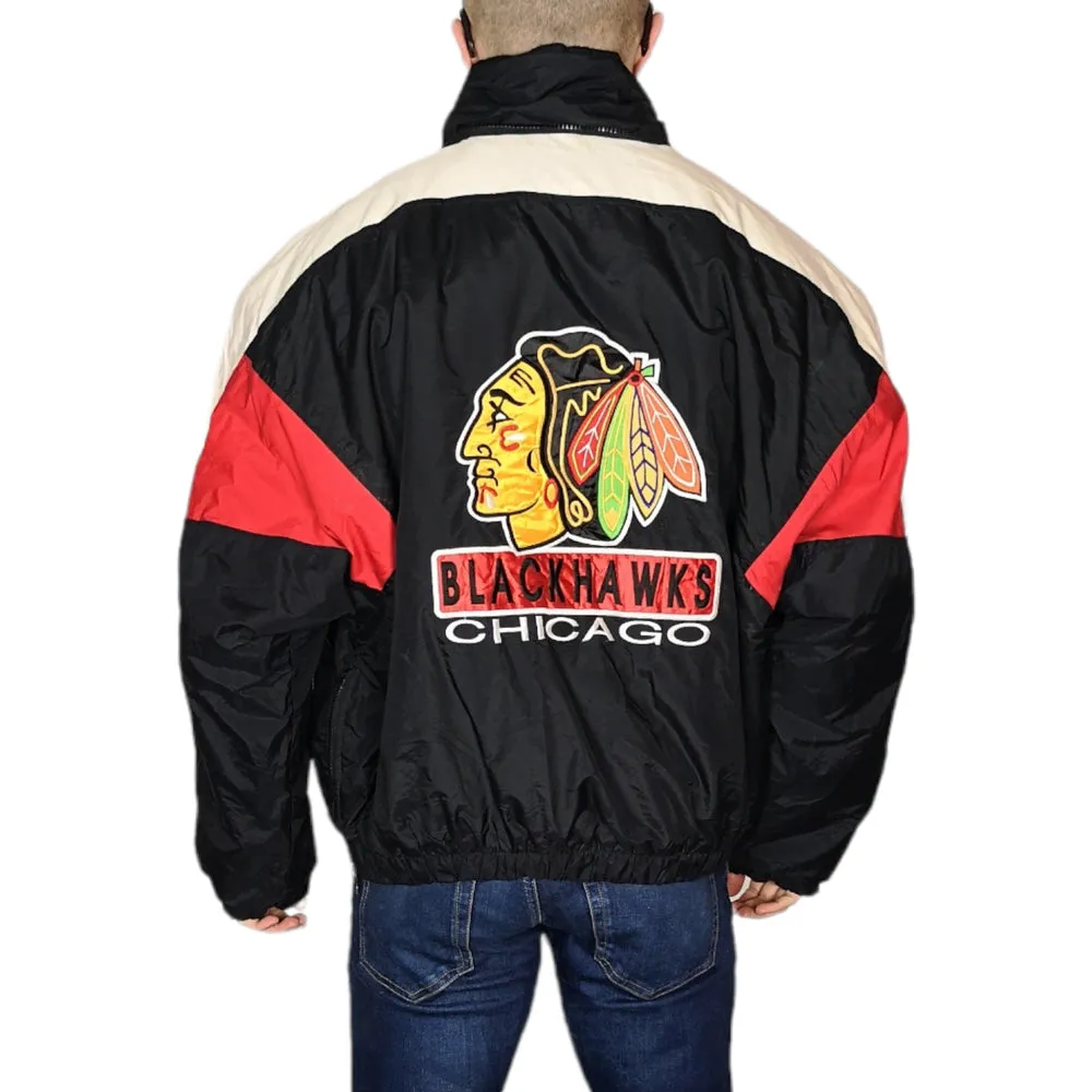 90's Chalk Line NHL Black Chicago Hawks Jacket - Size XL