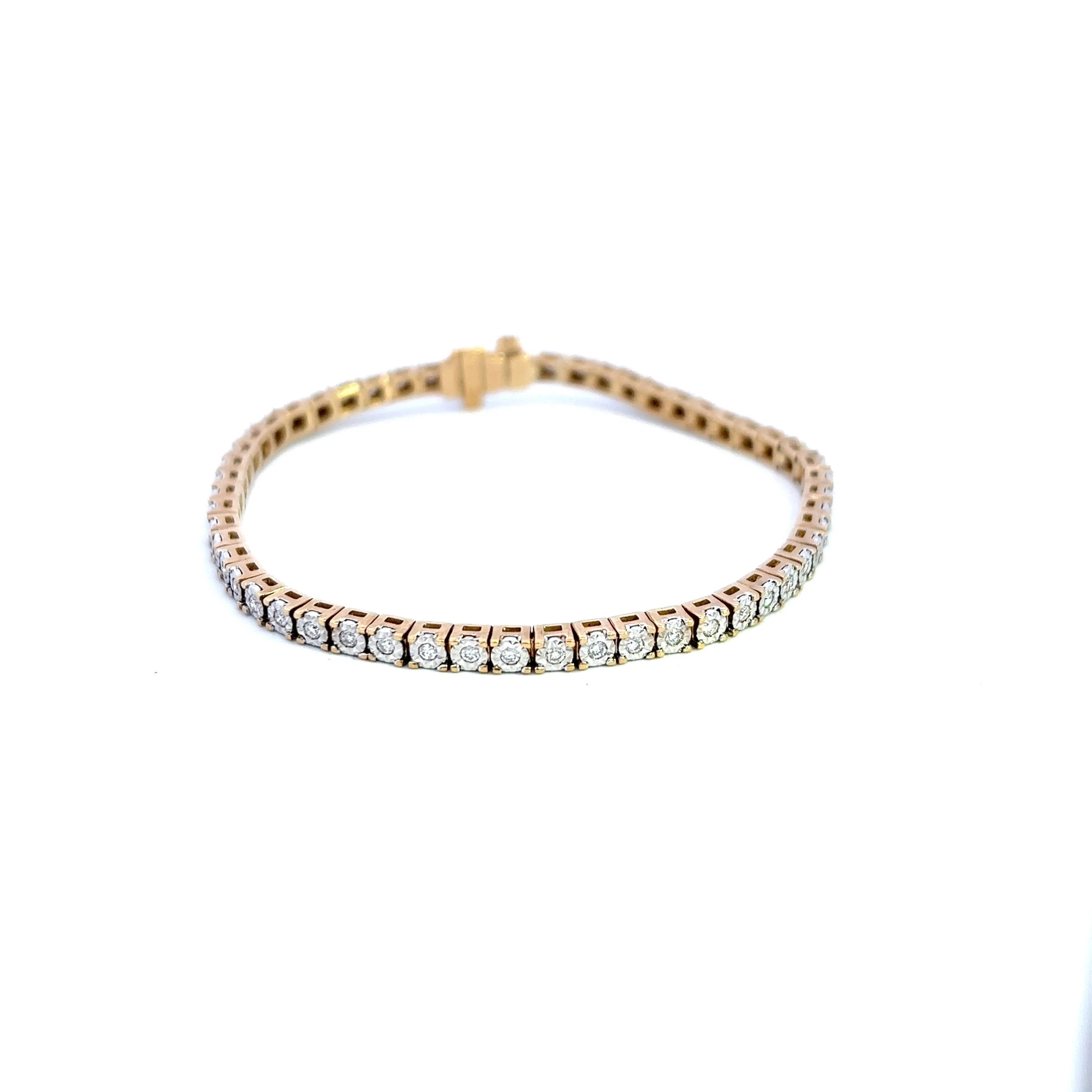 9ct Yellow Gold Diamond Tennis Bracelet 1.00ct