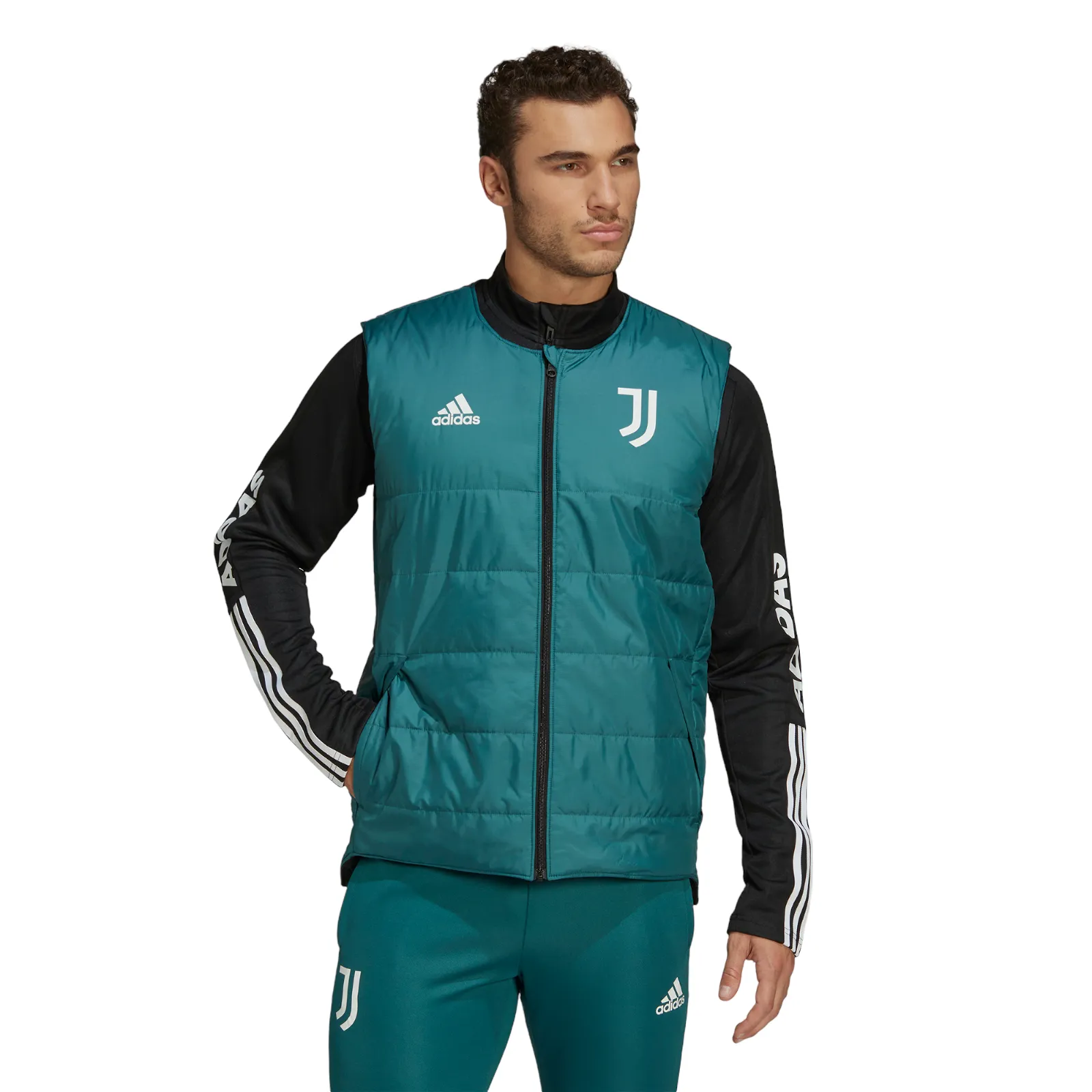 adidas Juventus Condivo 22 Reversible Padded Vest Gilet - Tech Green / Black