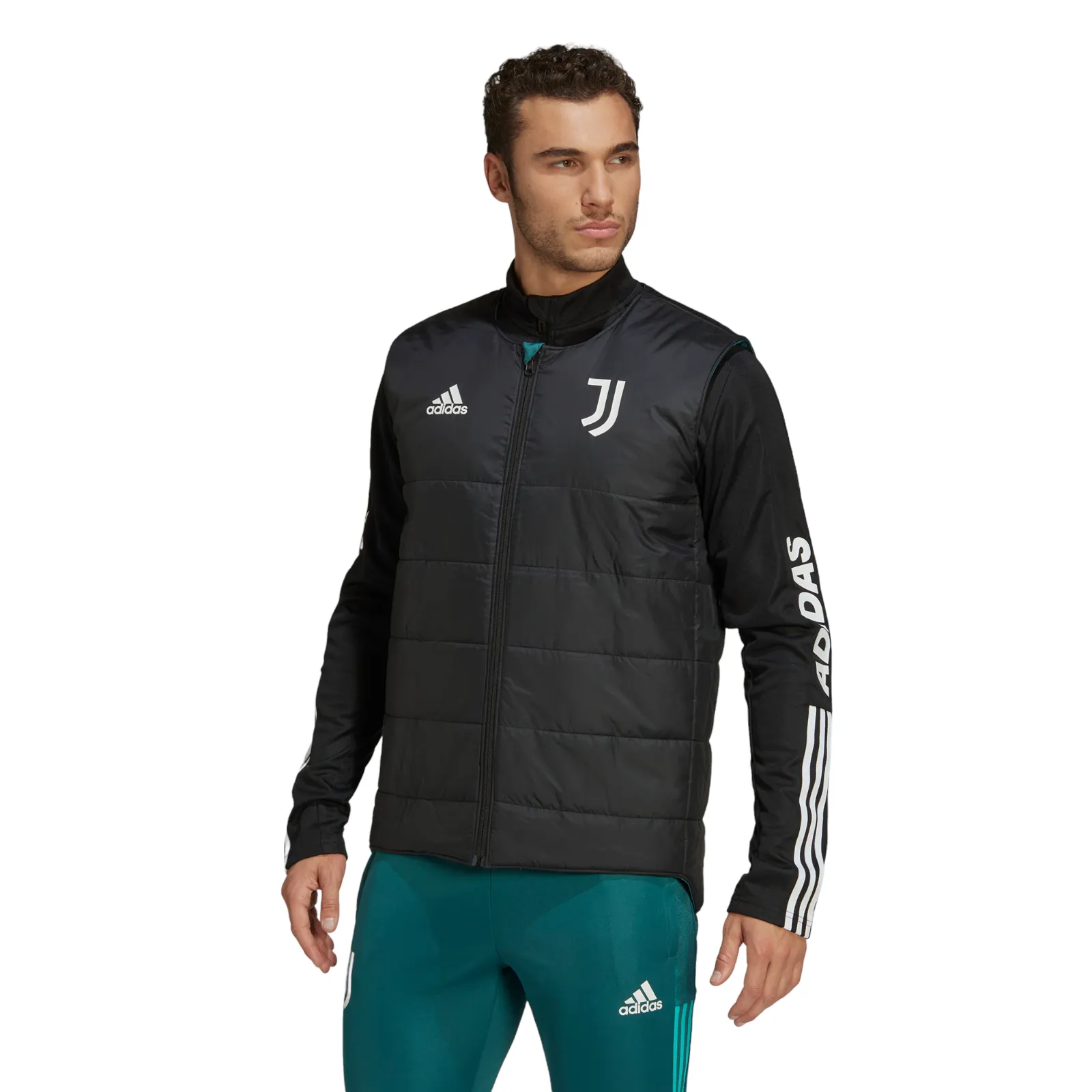 adidas Juventus Condivo 22 Reversible Padded Vest Gilet - Tech Green / Black