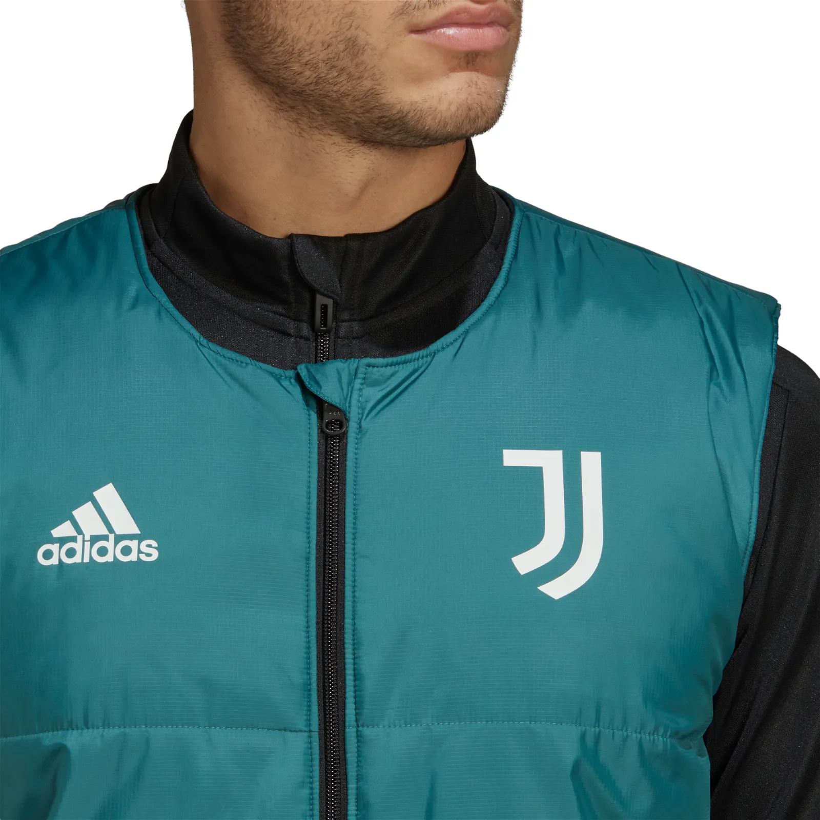 adidas Juventus Condivo 22 Reversible Padded Vest Gilet - Tech Green / Black