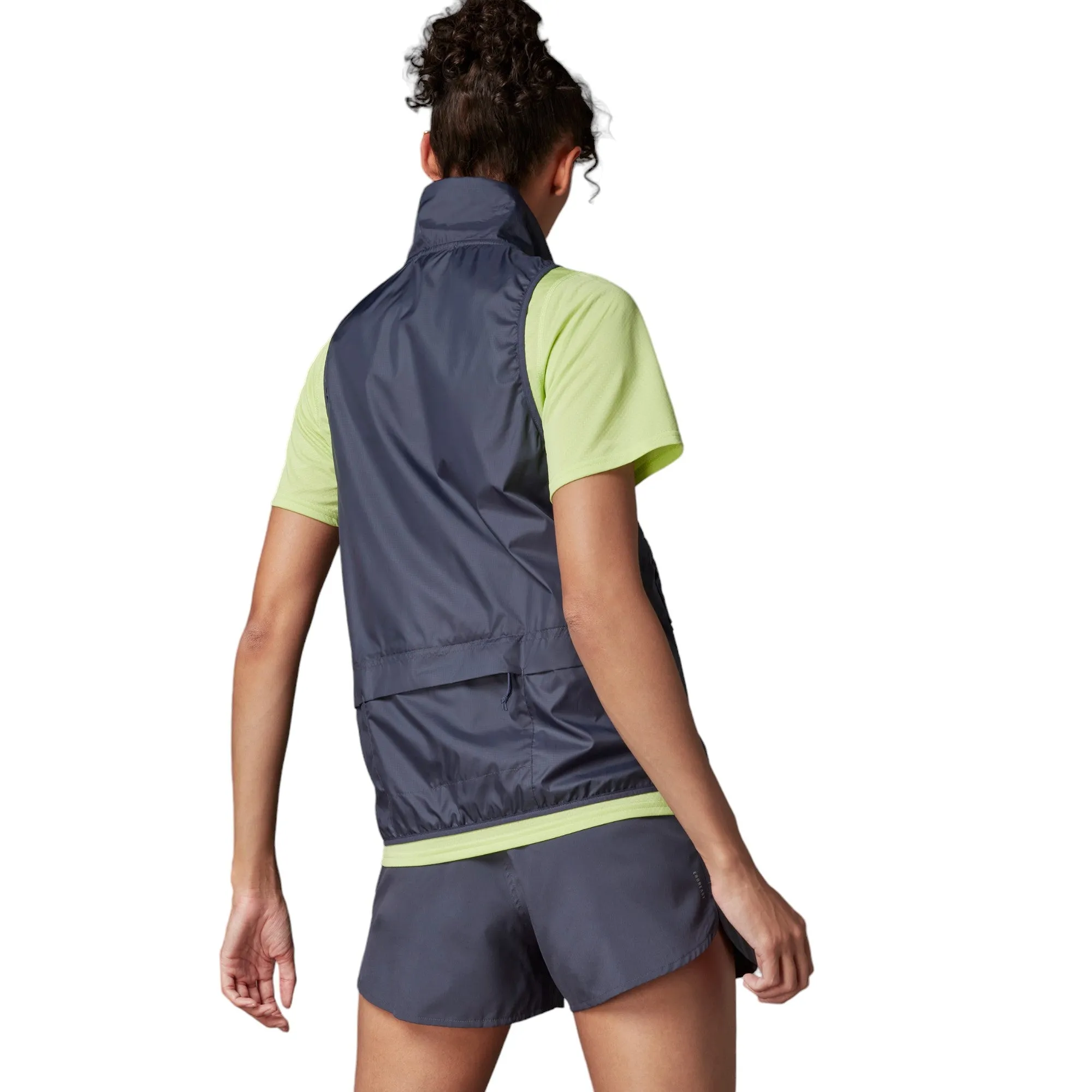 adidas Womens Run Icon 3-Stripes Running Wind Vest - Navy