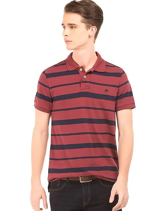 Aeropostale Striped Jersey Polo Shirt