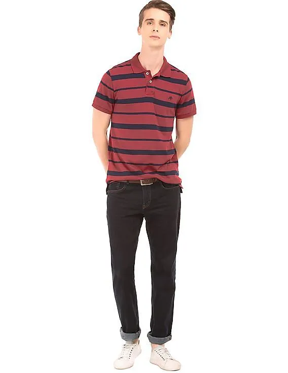 Aeropostale Striped Jersey Polo Shirt