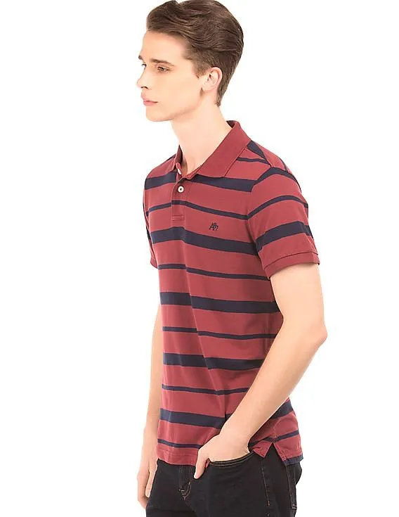 Aeropostale Striped Jersey Polo Shirt