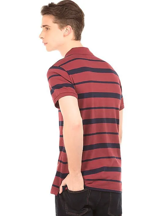 Aeropostale Striped Jersey Polo Shirt