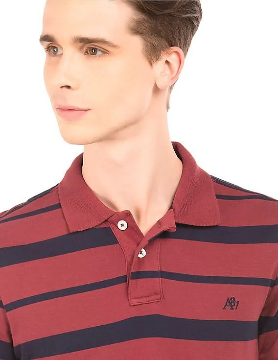 Aeropostale Striped Jersey Polo Shirt