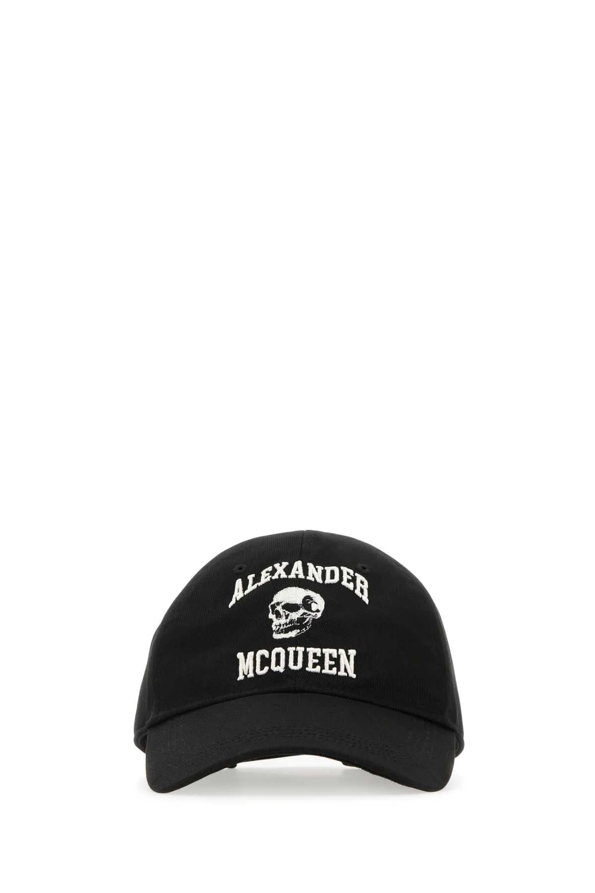 Alexander Mcqueen Black Cotton Varsity Skull Baseball Cap