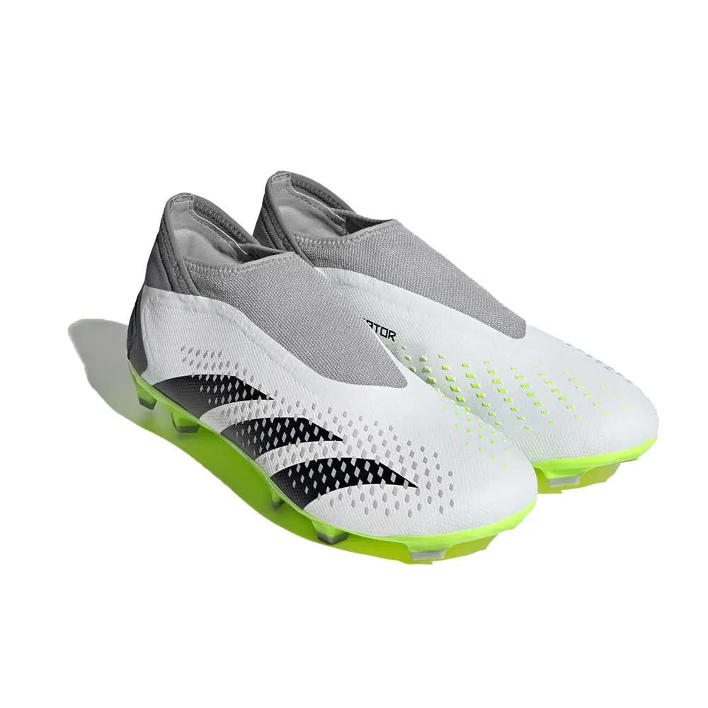 All Gender Predator Accuracy .3 Laceless FG Soccer Shoe - Cloud White/ Core Black / Lucid Lemon- Regular (D)