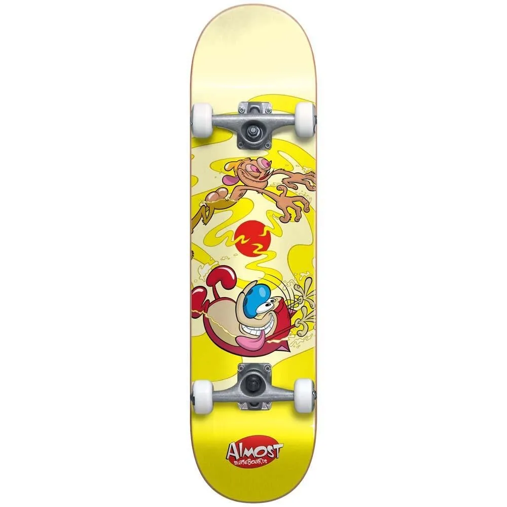 Almost Ren & Stimpy Drain Factory Complete Skateboard Yellow 8