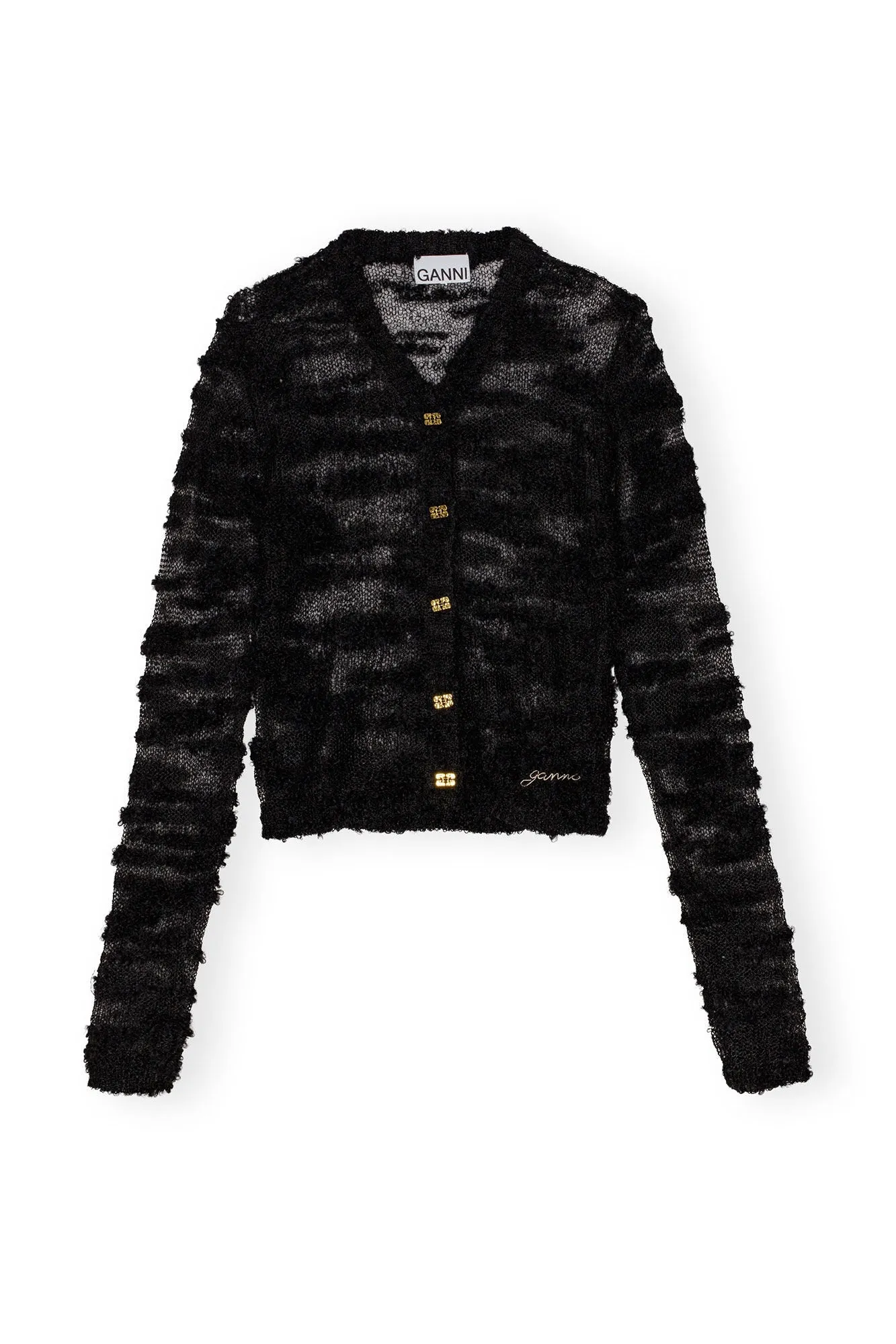 Alpaca Mohair Boucle Cardigan - Black