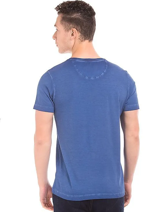 Arrow Blue Jeans Company Regular Fit Washed Henley T-Shirt