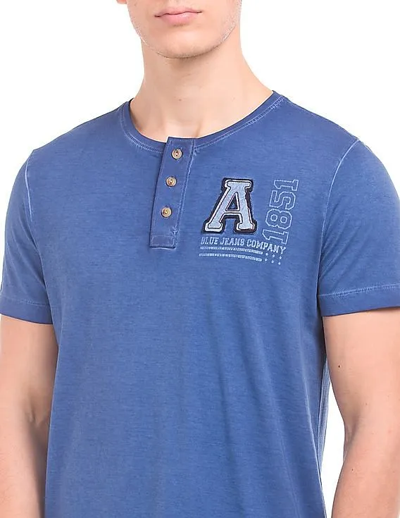 Arrow Blue Jeans Company Regular Fit Washed Henley T-Shirt