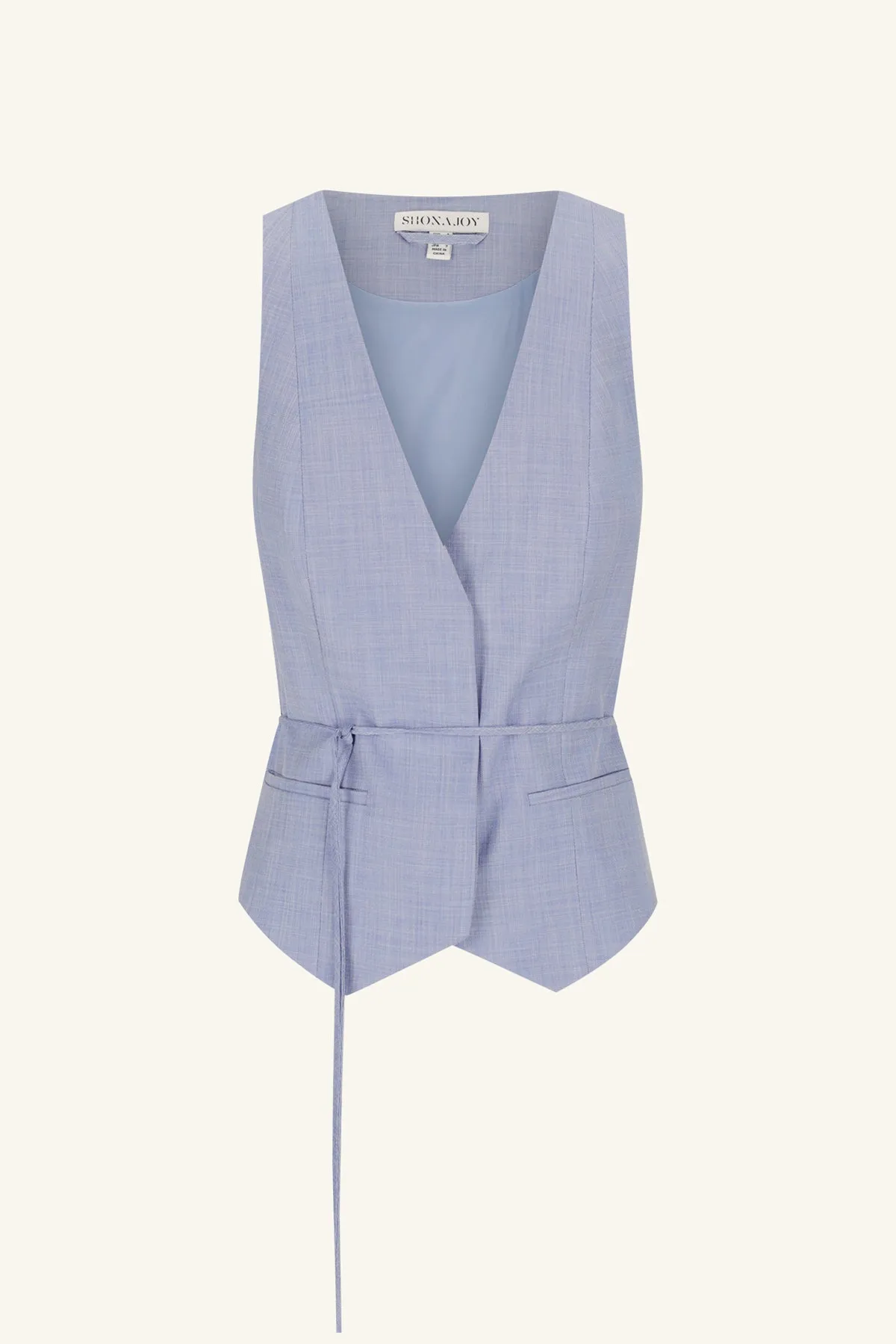 ASHER BELTED VEST - CHAMBRAY BLUE