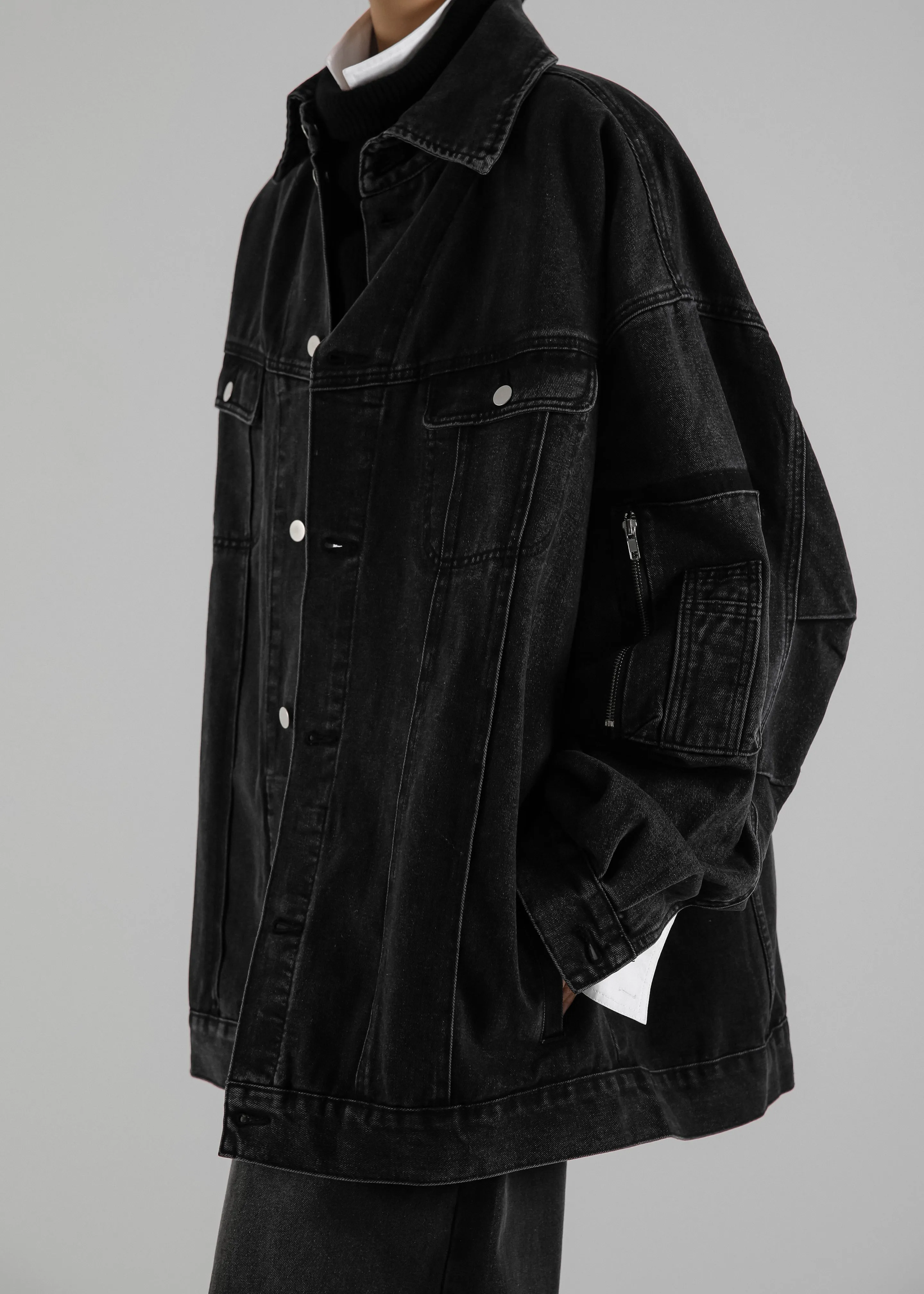 Ashford Oversized Denim Jacket - Black Wash