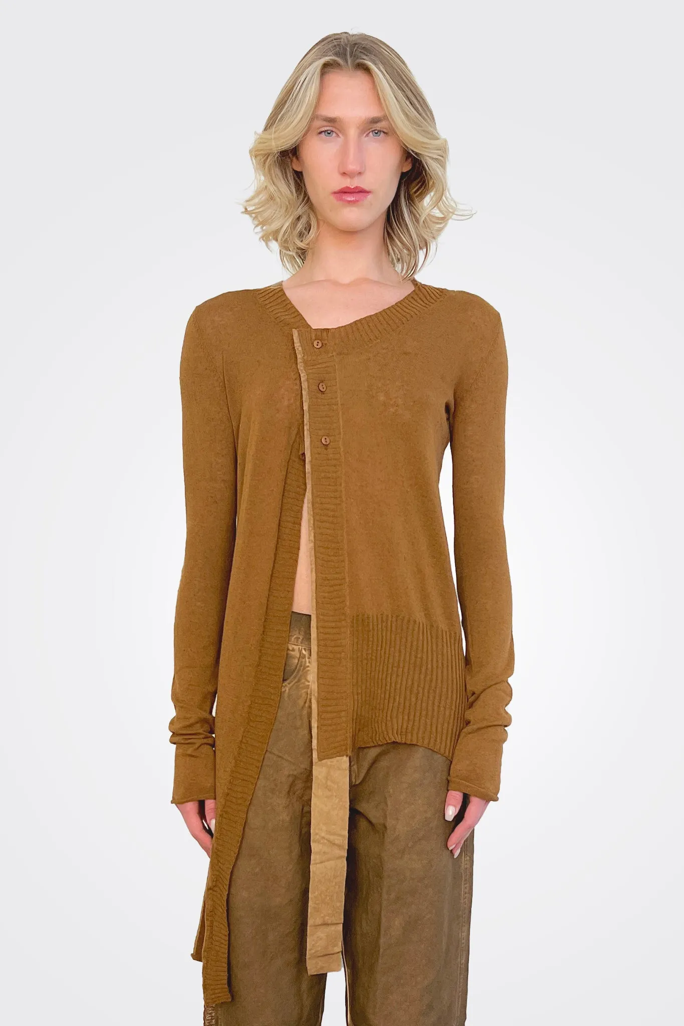 Asymmetrical Cardigan - Bark