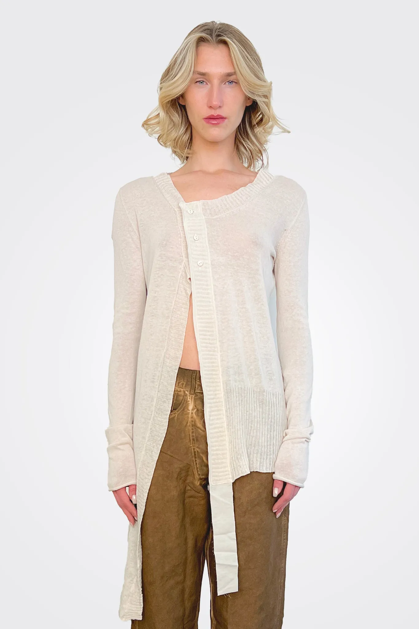 Asymmetrical Cardigan - Natural