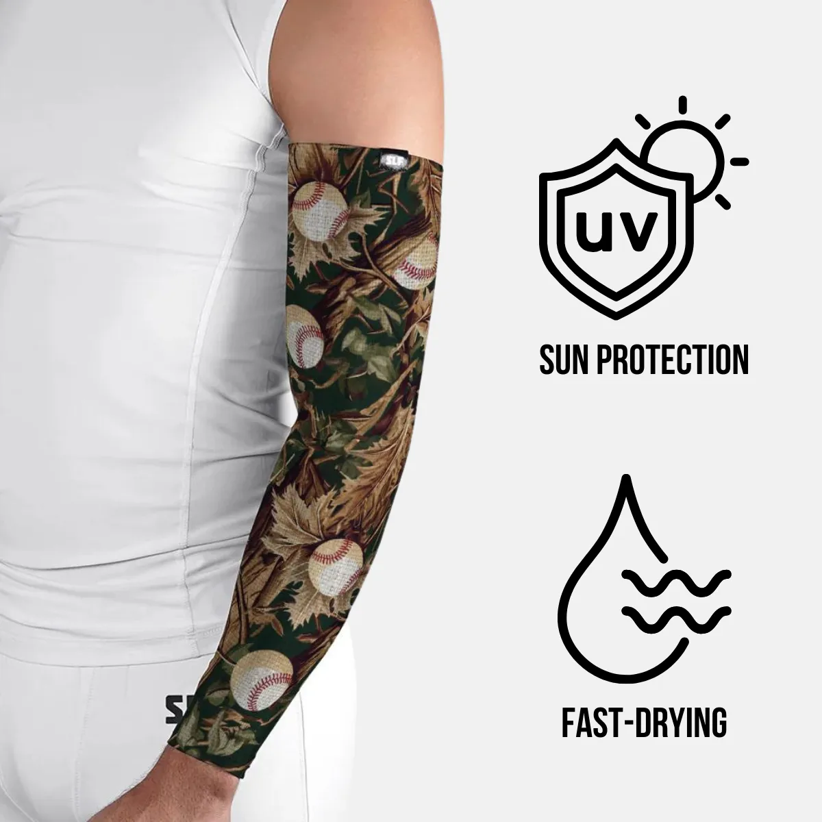 Baseball Forest Camo UV Arm Sleeves (pair)