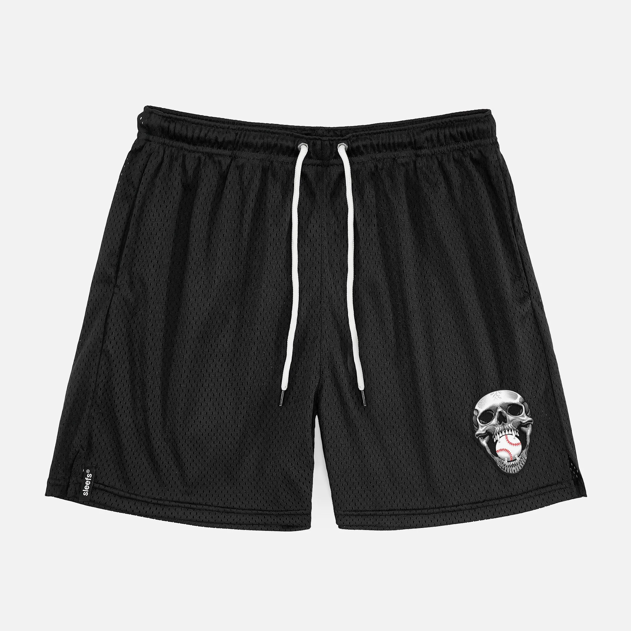 Baseball Skull Patch Black Shorts - 7