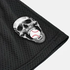 Baseball Skull Patch Black Shorts - 7