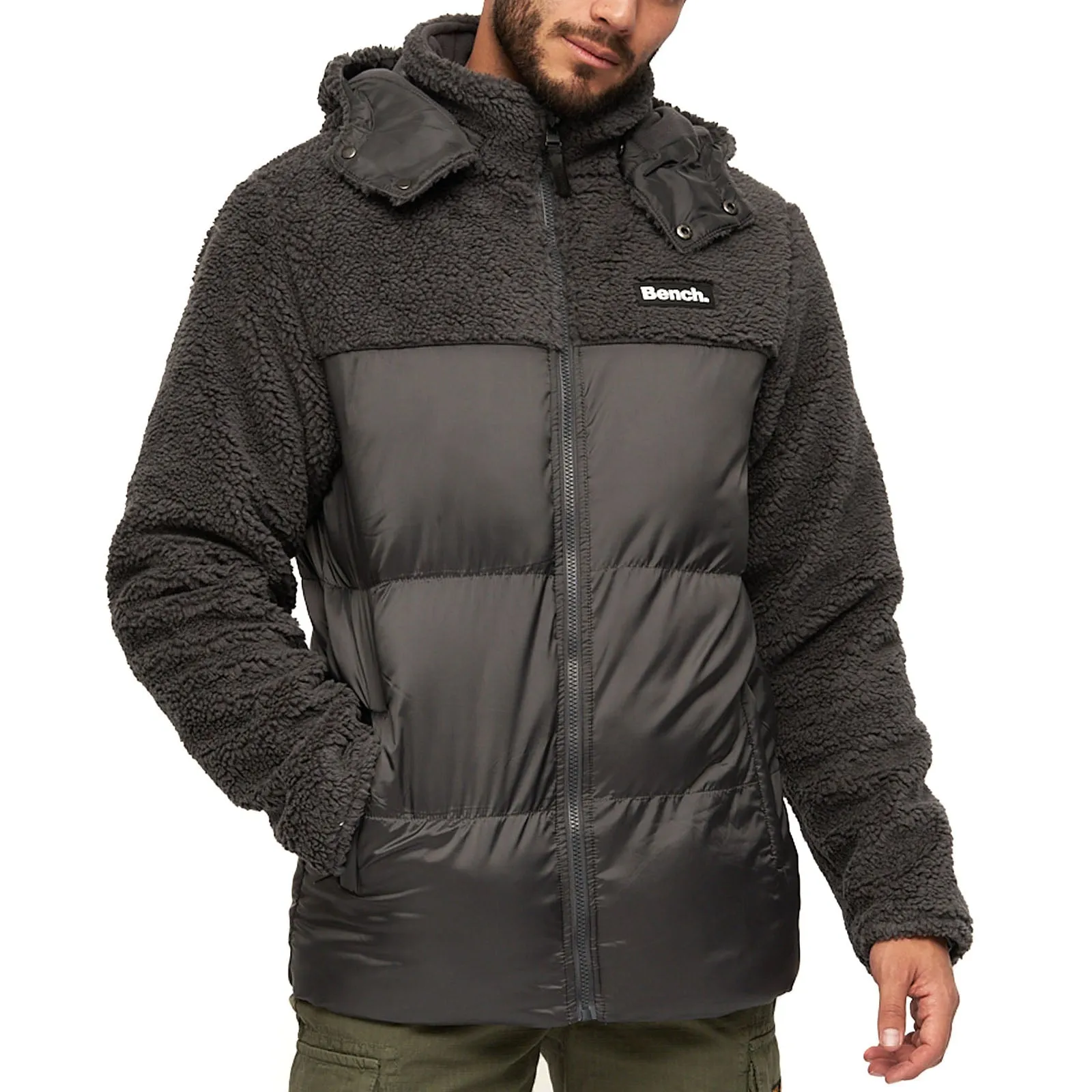 Bench Mens Detta Padded Contrast Sherpa Hooded Jacket