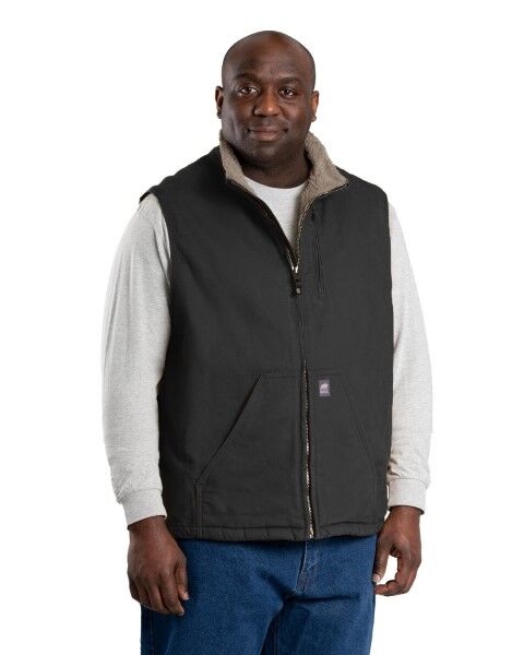 Berne Men's Canyon Sherpa Lined Vest in Black