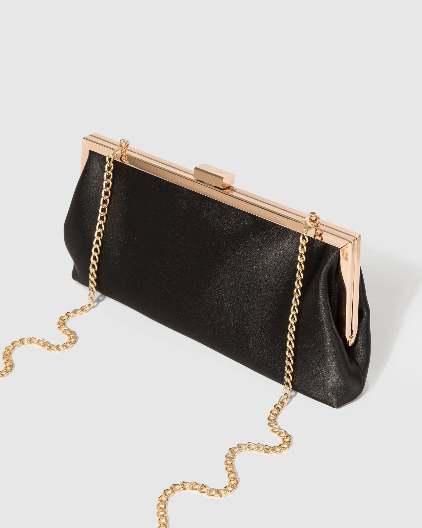 Black Arya Satin Clutch Bag