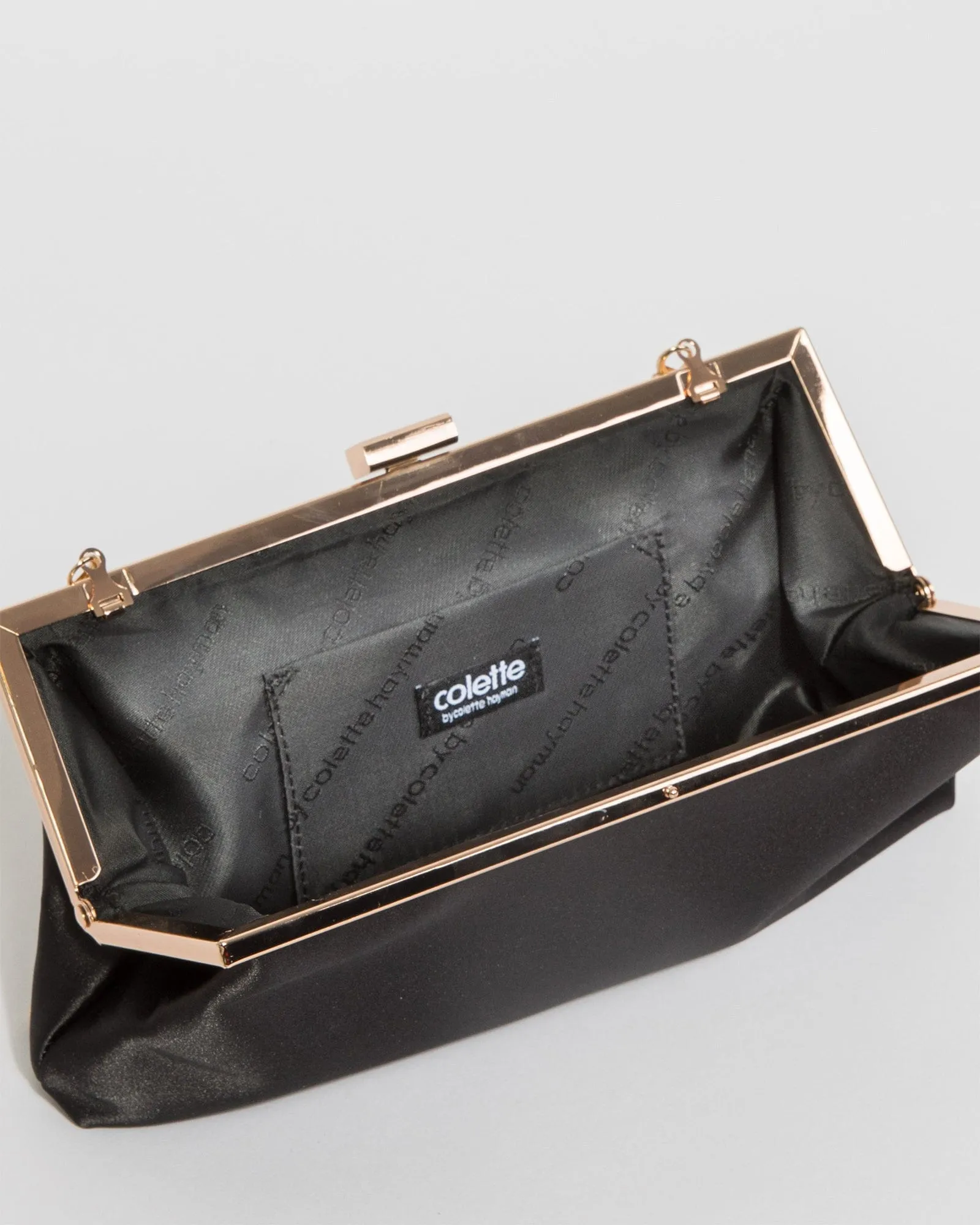 Black Arya Satin Clutch Bag