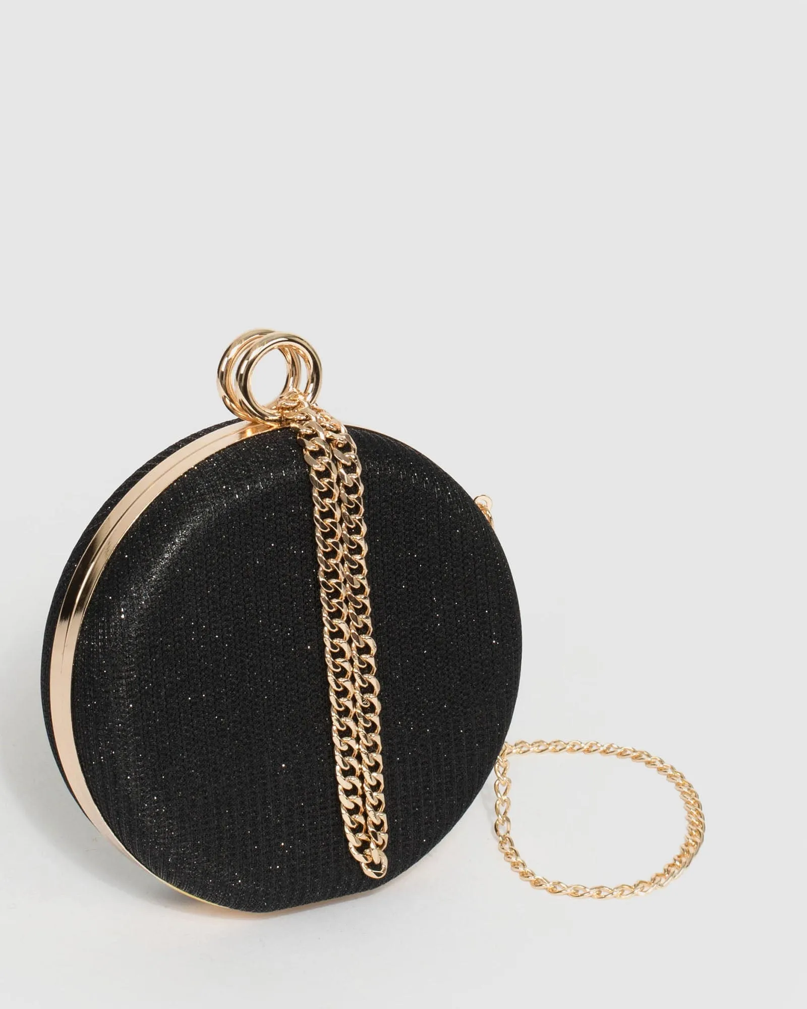 Black Yuki Round Clutch Bag