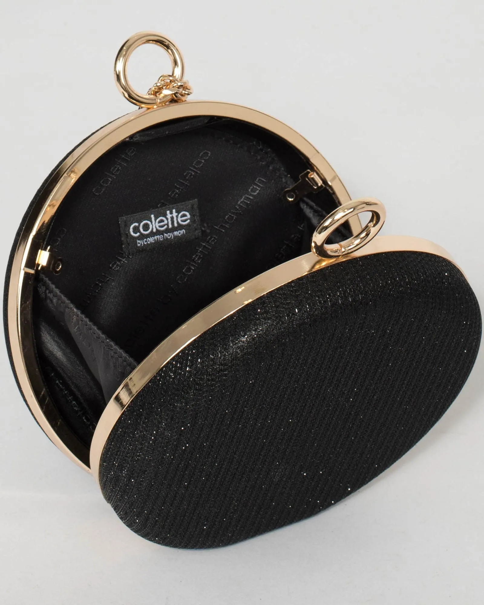 Black Yuki Round Clutch Bag