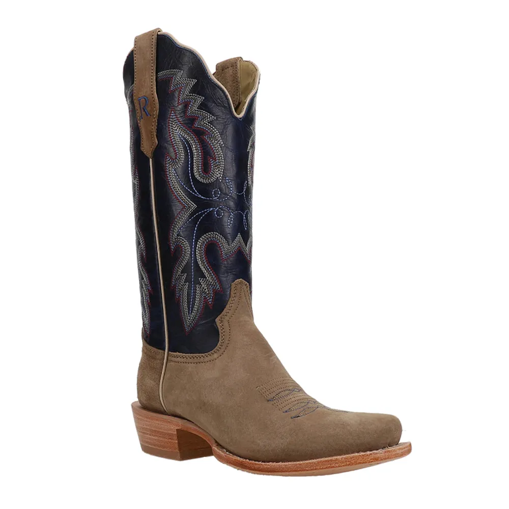 Boar Cafe Embroidered Narrow Square Toe Cowboy Boots