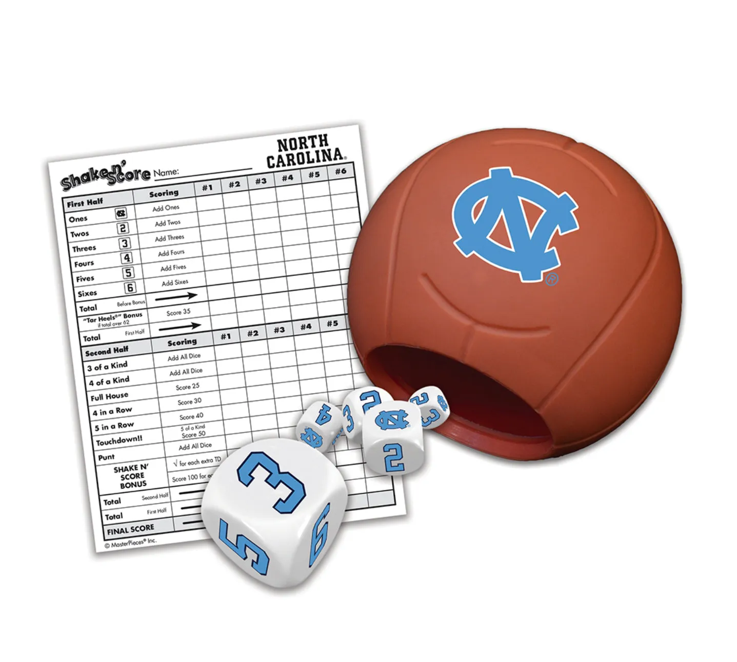 Carolina Basketball Dice Shaker Game (Yahtzee)