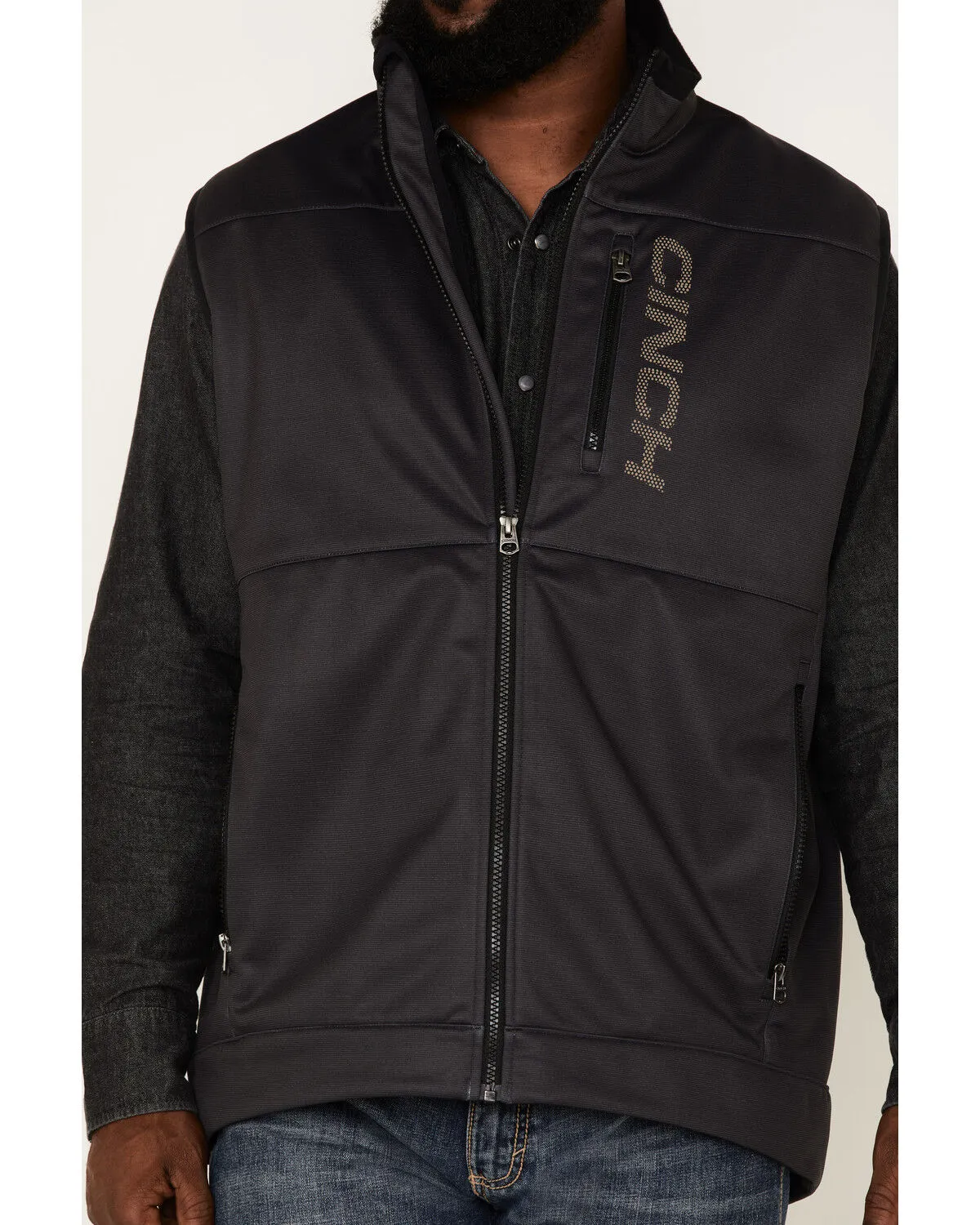 Cinch Men's Solid Windproof Zip-Front Softshell Vest