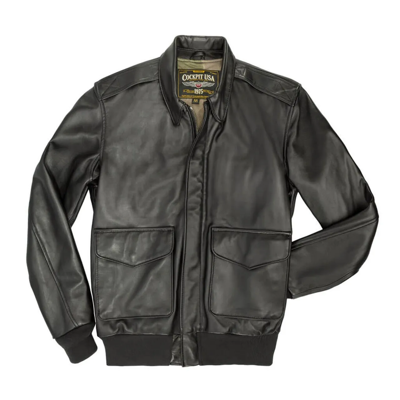 Cockpit USA Lightweight Pilot A-2 Flight Jacket Black USA Made