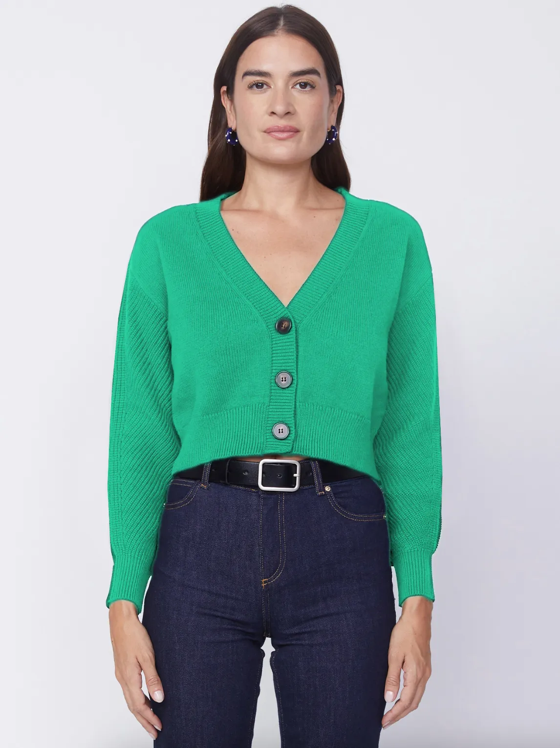 Colorblock Back Cropped Cardigan - Irish Crush