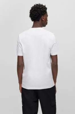 Cotton slim-fit T-shirt with tennis-inspired logo print