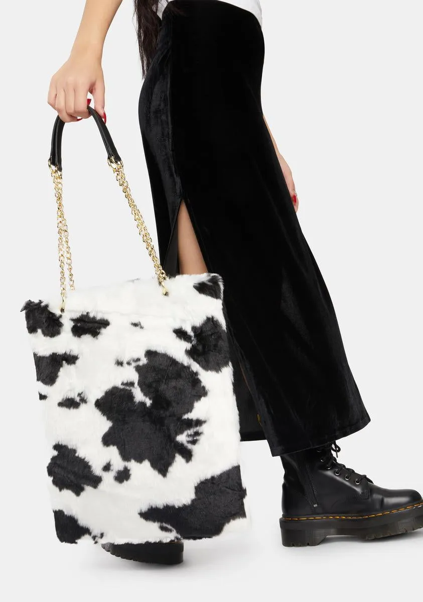 Cow Print Fluffy Bag-