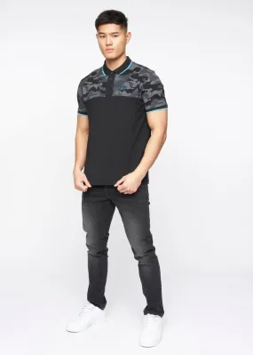 Crosshatch Black Brightling Camo Polo