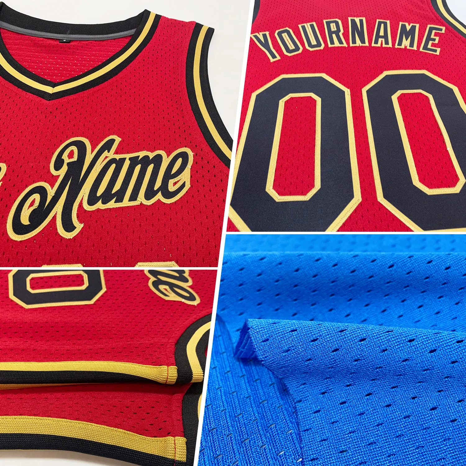 Custom Blue Red-Navy Authentic Throwback Basketball Jersey