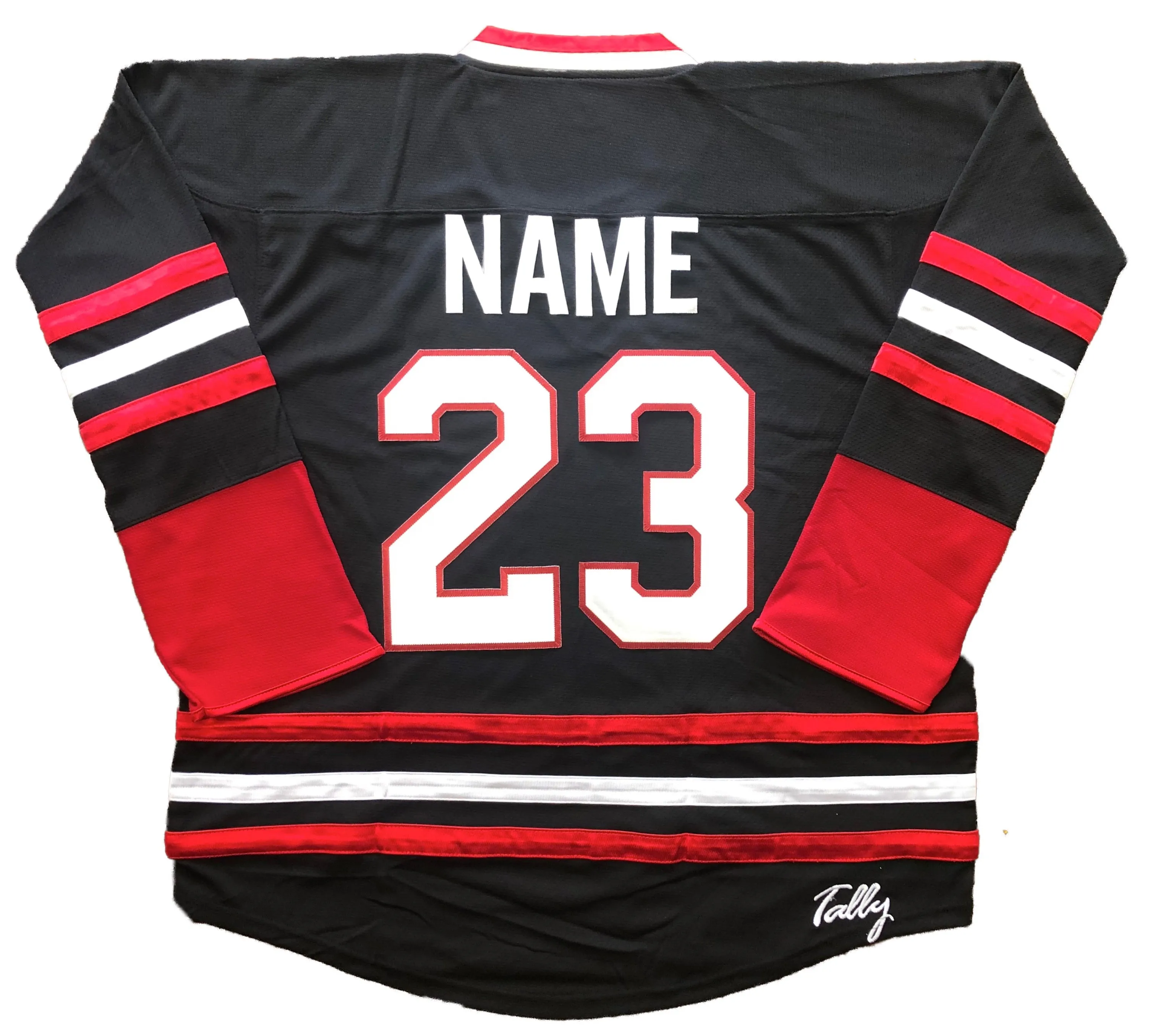 Custom Hockey Jerseys with a Blackhawk Logo and Shoulder Patches