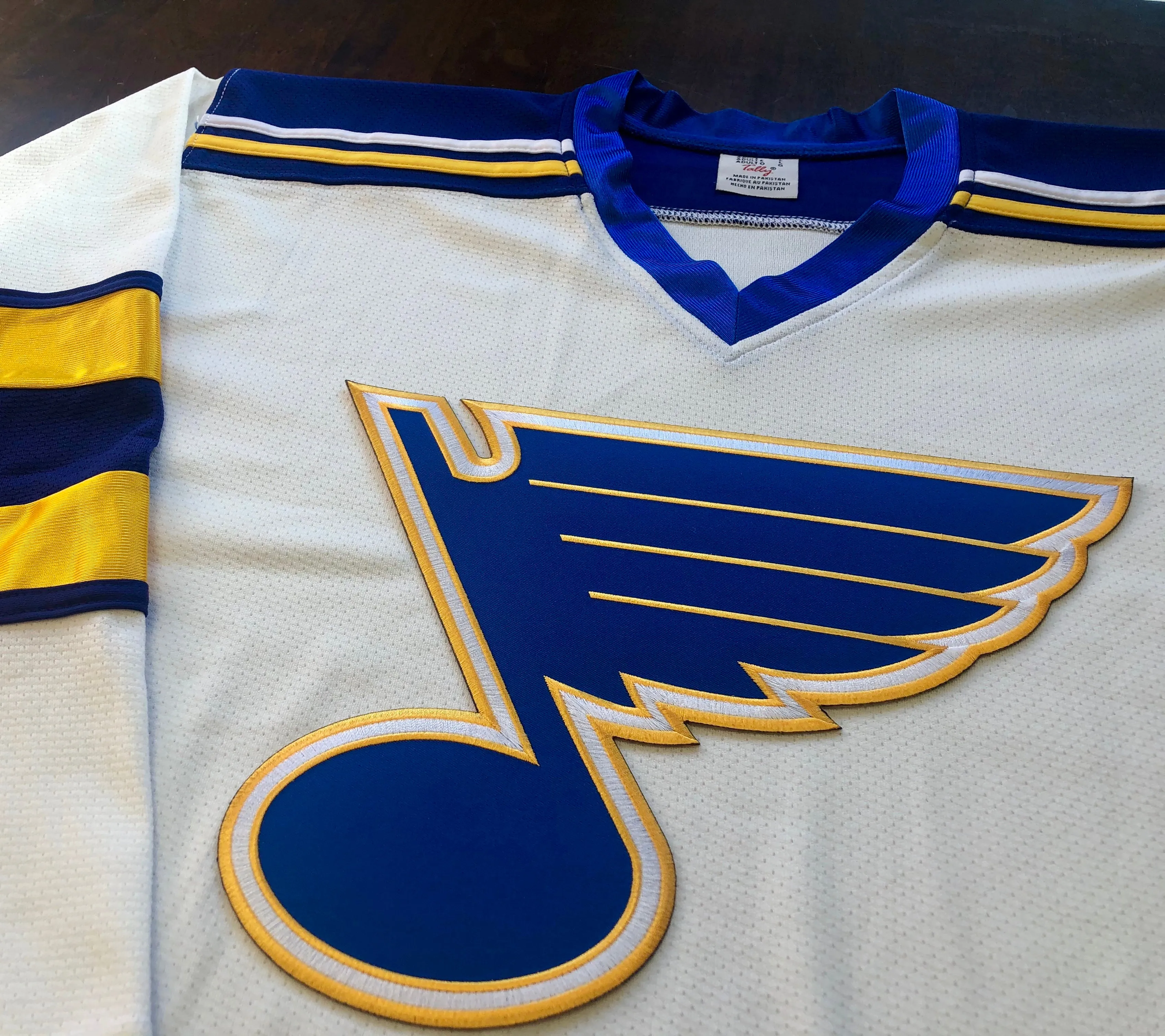 Custom Hockey Jerseys with a Blues Embroidered Twill Crest