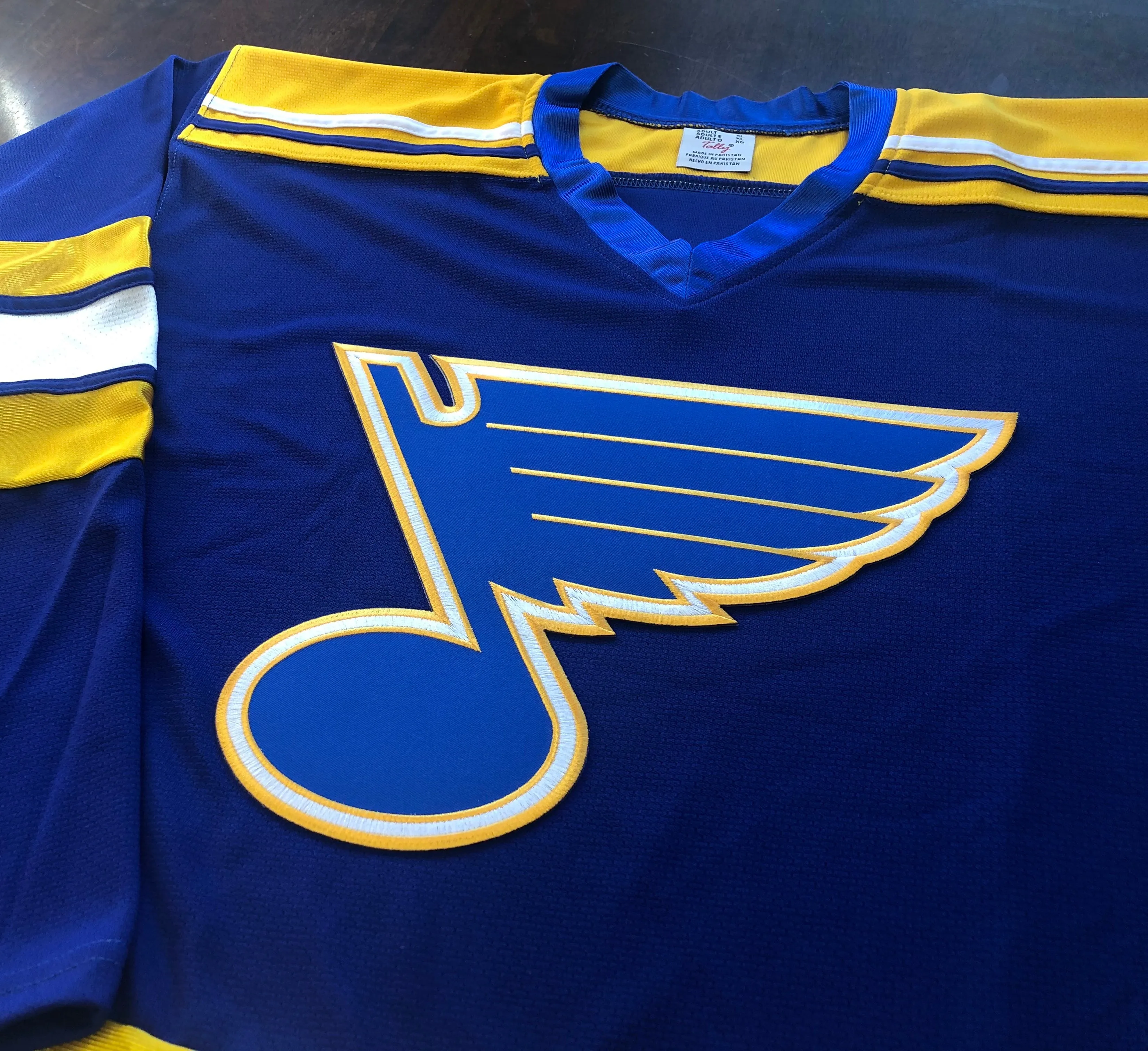 Custom Hockey Jerseys with a Blues Embroidered Twill Crest