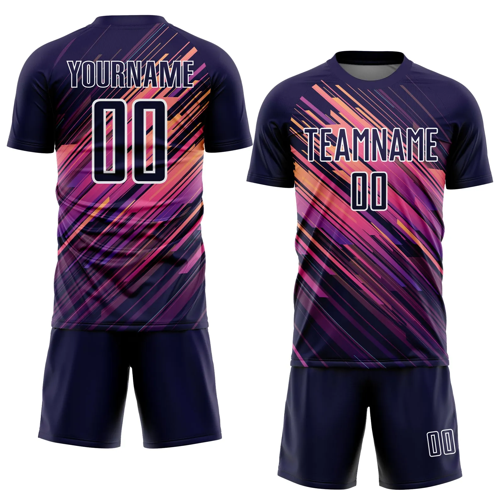 Custom Navy White Lines Sublimation Soccer Uniform Jersey