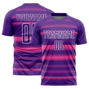 Custom Purple Pink-White Halftone Dots Sublimation Soccer Uniform Jersey