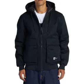 DC Shoes Mens Ecalate Padded Hooded Multi Pocket Workwear Jacket - Black